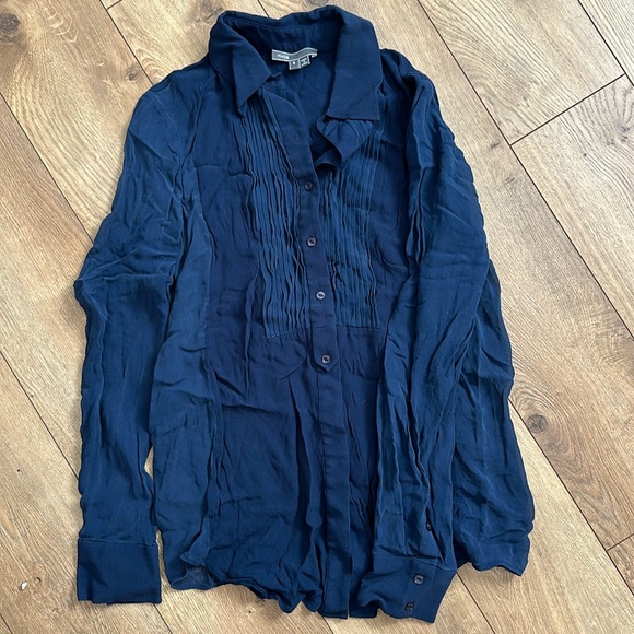 Vince Long Sleeve Navy Blouse - Picture 1 of 3